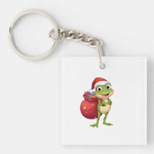 Porte-clés Jolie grenouille de Noël avec sac cadeau - Grenoui