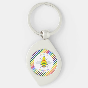Porte-clés Jolie LGBT Fière Abeille arc-en-ciel et fleurs