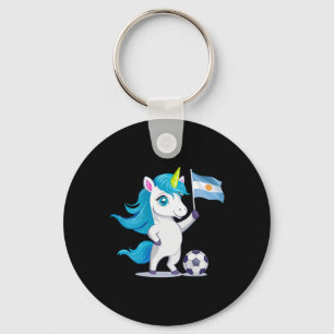 Porte-clés Jolie licorne aux racines argentines jouant au foo