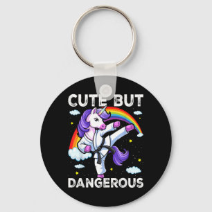 Porte-clés Jolie mais dangereuse fille licorne karaté taekwon