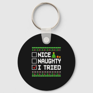 Porte-clés Jolie Naughty J'ai Essayé Liste de Noël Enfants Ga