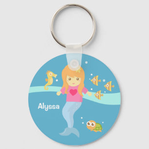 Porte-clés Jolie petite fille sirène sous la mer
