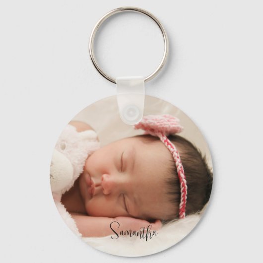 Porte-clés Jolie photo bébé et script de nom (Recto)