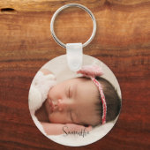 Porte-clés Jolie photo bébé et script de nom (Recto)