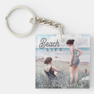 Porte-clés Jolie plage de sable brun et salé