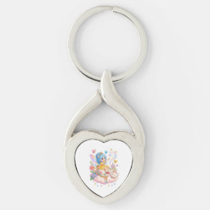 Porte-clés Jolie Princesse Fée Chibi aux Cheveux Bleus en Rob