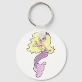 Porte-clés Jolie sirène blonde avec queue violette (Recto)
