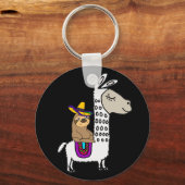 Porte-clés Jolie Sloth Riding Llama blanche (Recto)