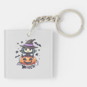 Porte-clés Jolie sorcière enfant assise sur un Citrouille - " (Dos)