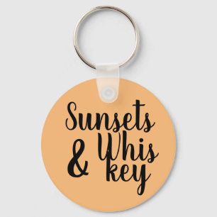Porte-clés jolie typographie SUNSETS & WHISKEY