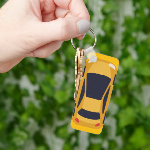 Porte-clés Jolie voiture jaune – Accessoire de voyage amusant