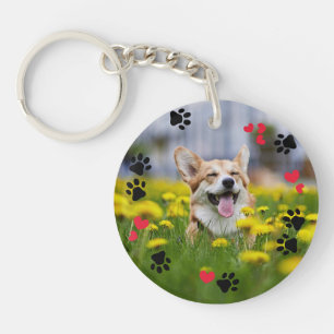Porte-clés Jolies empreintes de pattes et photos de l'animal