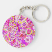 Porte-clés Jolies fleurs abstraites roses (Dos)