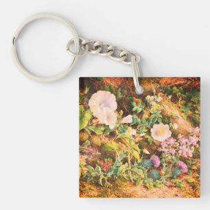 Porte-clés Jolies fleurs de pétunias vintage peinture florale
