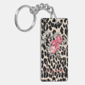 Porte-clés Jolies fleurs modernes sur impression léopard - pe (Devant gauche)