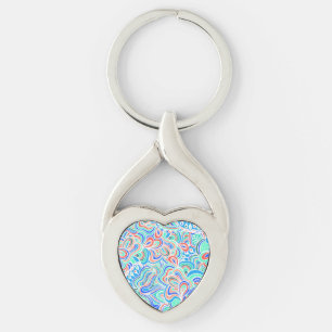 Porte-clés Jolies fleurs tourbillonnantes vintage colorées