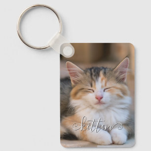 Porte-clés Jolies Photos Verticales de Chat au Nom Bouclé