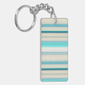 Porte-clés Jolies rayures aqua blanc (Devant gauche)