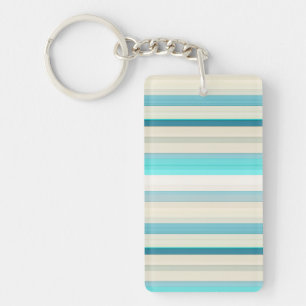 Porte-clés Jolies rayures aqua blanc