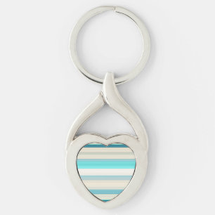 Porte-clés Jolies rayures aqua blanc