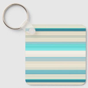 Porte-clés Jolies rayures aqua blanc