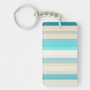 Porte-clés Jolies rayures aqua blanc