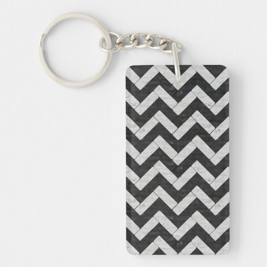 Porte-clés Jolies rayures de marbre noir et blanc (Devant)