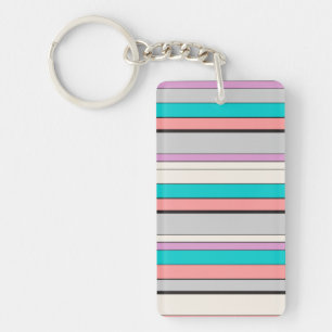 Porte-clés Jolies rayures grises aqua