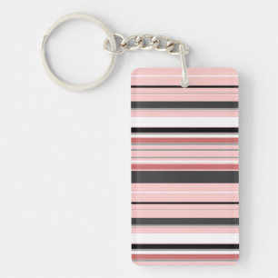 Porte-clés Jolies rayures grises roses