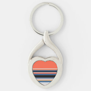 Porte-clés Jolies rayures orange bleu