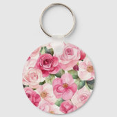 Porte-clés Jolies Roses Crème Roses Fleurs Amour (Verso)