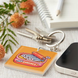 Porte-clés Jolies Sardines Peuvent Rose Orange