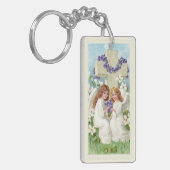 Porte-clés Jolis anges avec croix et fleurs (Devant gauche)
