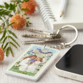 Porte-clés Jolis anges avec croix et fleurs (Devant droit)