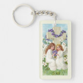 Porte-clés Jolis anges avec croix et fleurs (Devant)