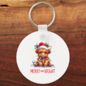 Porte-clés Jolis éclairages de Noël de bébé vache des Highlan (Recto)