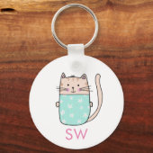 Porte-clés Jolis Initiales de Chat Floral Monogramme (Recto)