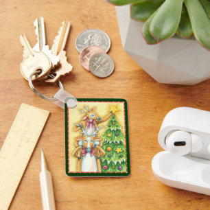 Porte-clés Jolis rennes de Noël avec une étoile d'arbre de No