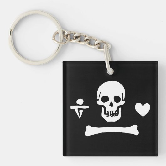 Porte-clés Jolly roger du drapeau de Stede Bonnet Pirate (Devant)