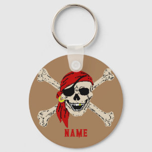 Porte-clés Jolly roger Pirate Os crâne Rouge Bandanna Keycha