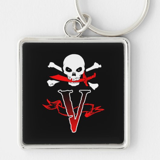Porte-clés Jolly roger V Monogramme initial (Devant)