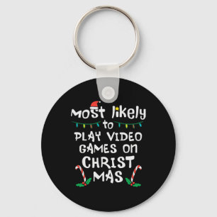 Porte-clés Jouer jeu vidéo jeu Noël Famille