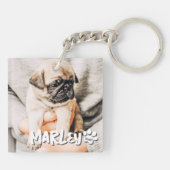 Porte-clés Jouer moderne simple Grunge Personnalisé Photo pou (Dos)