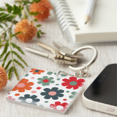 Porte-clés Jouer Motif de fleurs rétro (Devant Droit)
