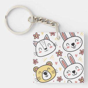 Porte-clés Jouer Motif sans couture avec de mignons animaux d