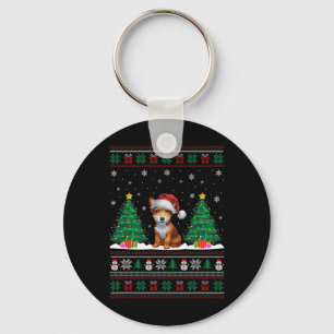 Porte-clés Jouet Santa Hat Fox Terrier Chien Xmas Lumières Ar