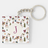 Porte-clés Jouets de Noël en aquarelle Monogramme initiale (Dos)