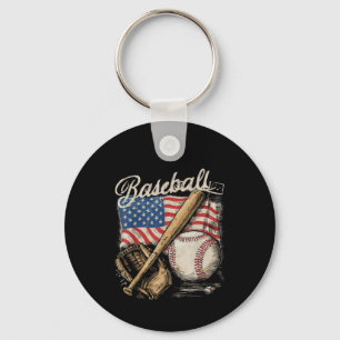 Porte-clés Joueur de baseball avec drapeau américain Batteur 