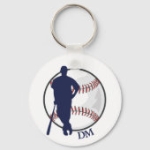 Porte-clés Joueur de baseball Blue Batter Monogramme (Recto)