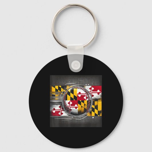 Porte-clés Joueur De Baseball Maryland Conception Avec Drapea (Recto)